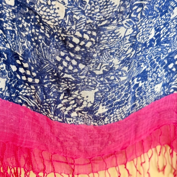 Lilly Pulitzer X Target for Target Upstream Sardine Patterned Scarf Pink Blue - Picture 2 of 3